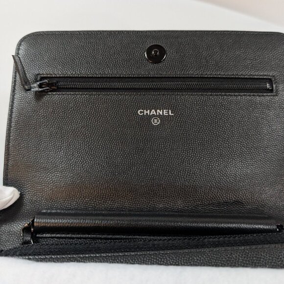 Chanel So Black Quilted Caviar Boy Wallet on Chain (WOC) - Picture 9 of 16